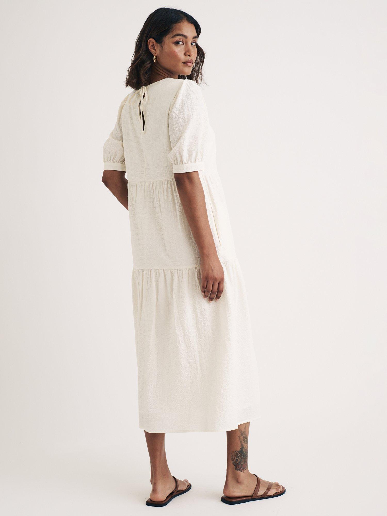 Product image 4 of 4, which shows Nobody's Child Rochelle Organic Cotton Blend Midi Dress, White, 14
