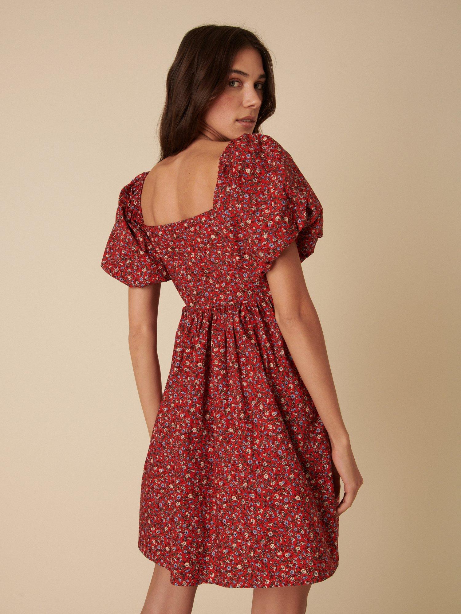 Product image 5 of 5, which shows Nobody's Child Joanna Floral Pure Organic Cotton Mini Dress, Red/Multi, 8