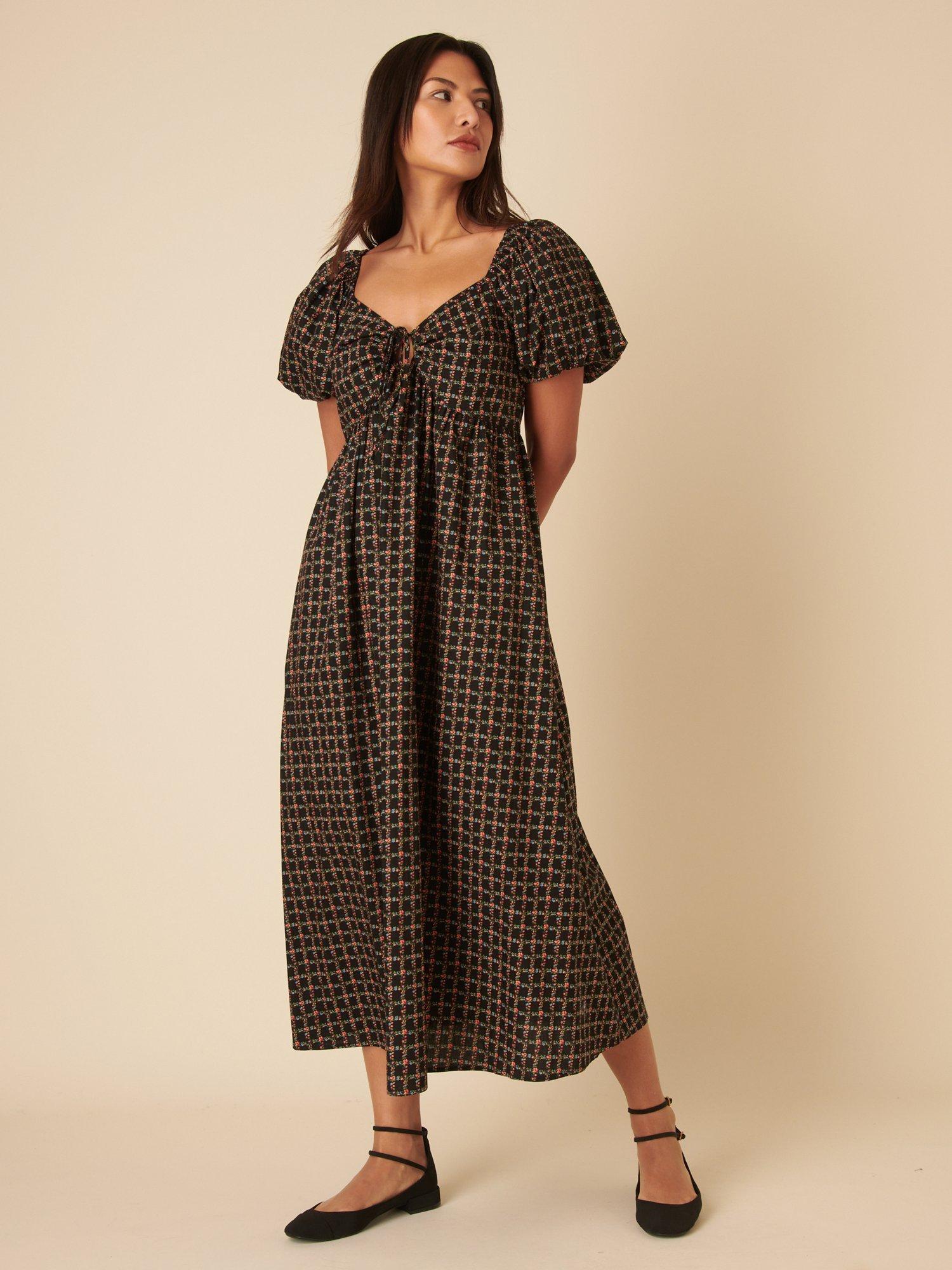Product image 2 of 4, which shows Nobody's Child Joanna Ditsy Flora Pure Organic Cotton Dress, Black, 6