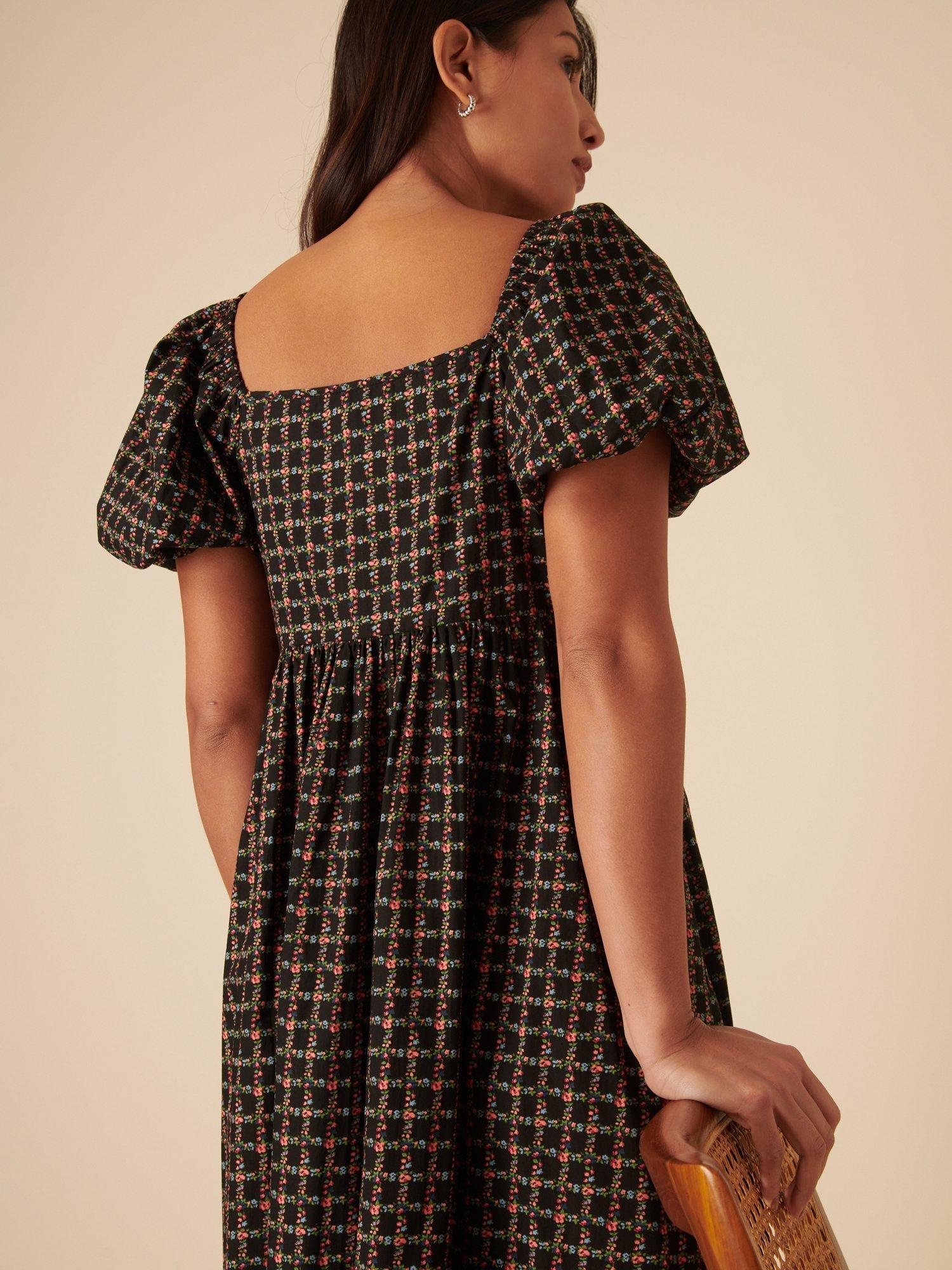 Product image 4 of 4, which shows Nobody's Child Joanna Ditsy Flora Pure Organic Cotton Dress, Black, 6