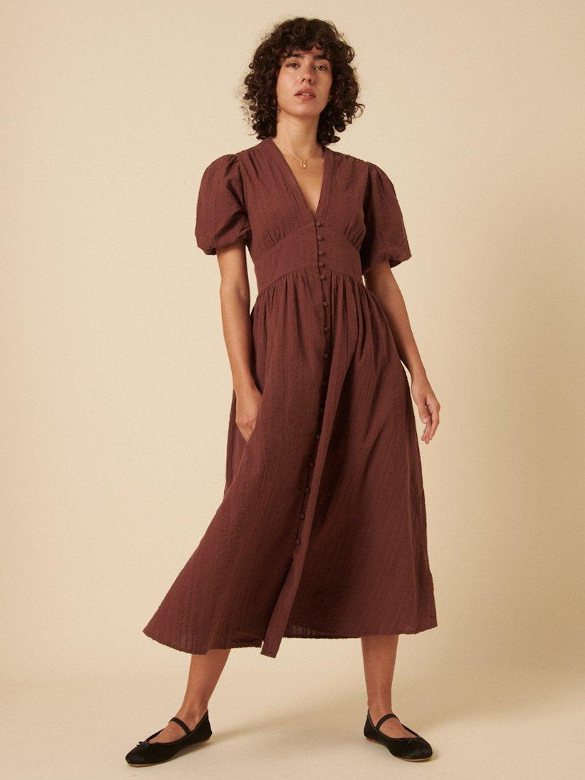 Product image 1 of 4, which shows Nobody's Child Petite Starlight Midi Dress, Brown, 12