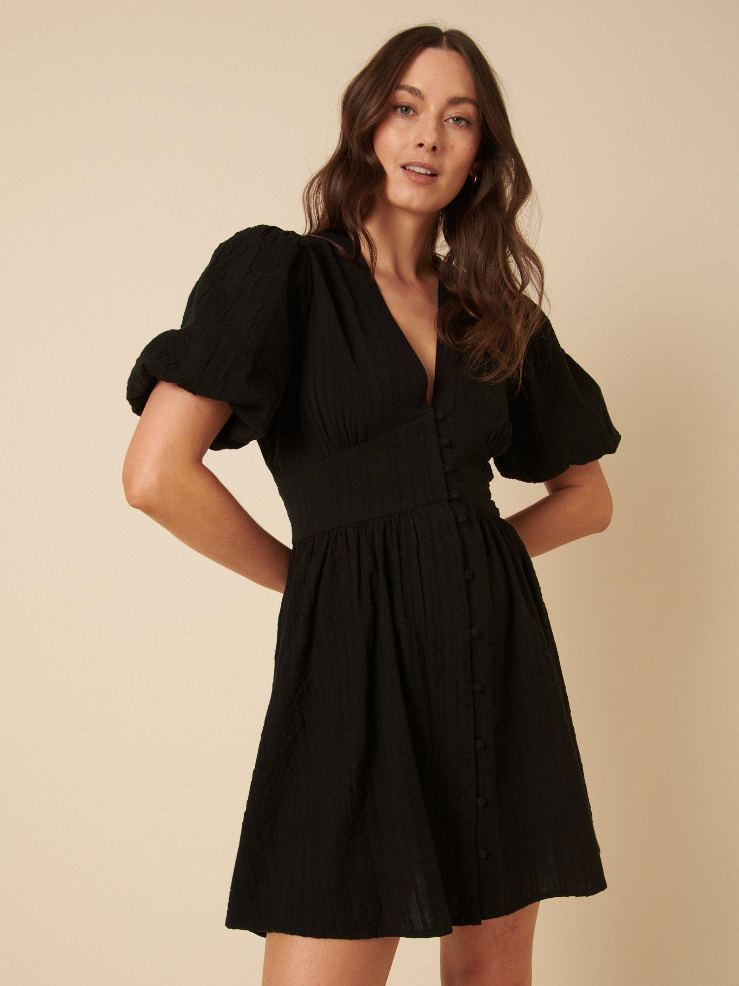 Product image 1 of 4, which shows Nobody's Child Starlight Balloon Sleeve Mini Dress, Black, 6