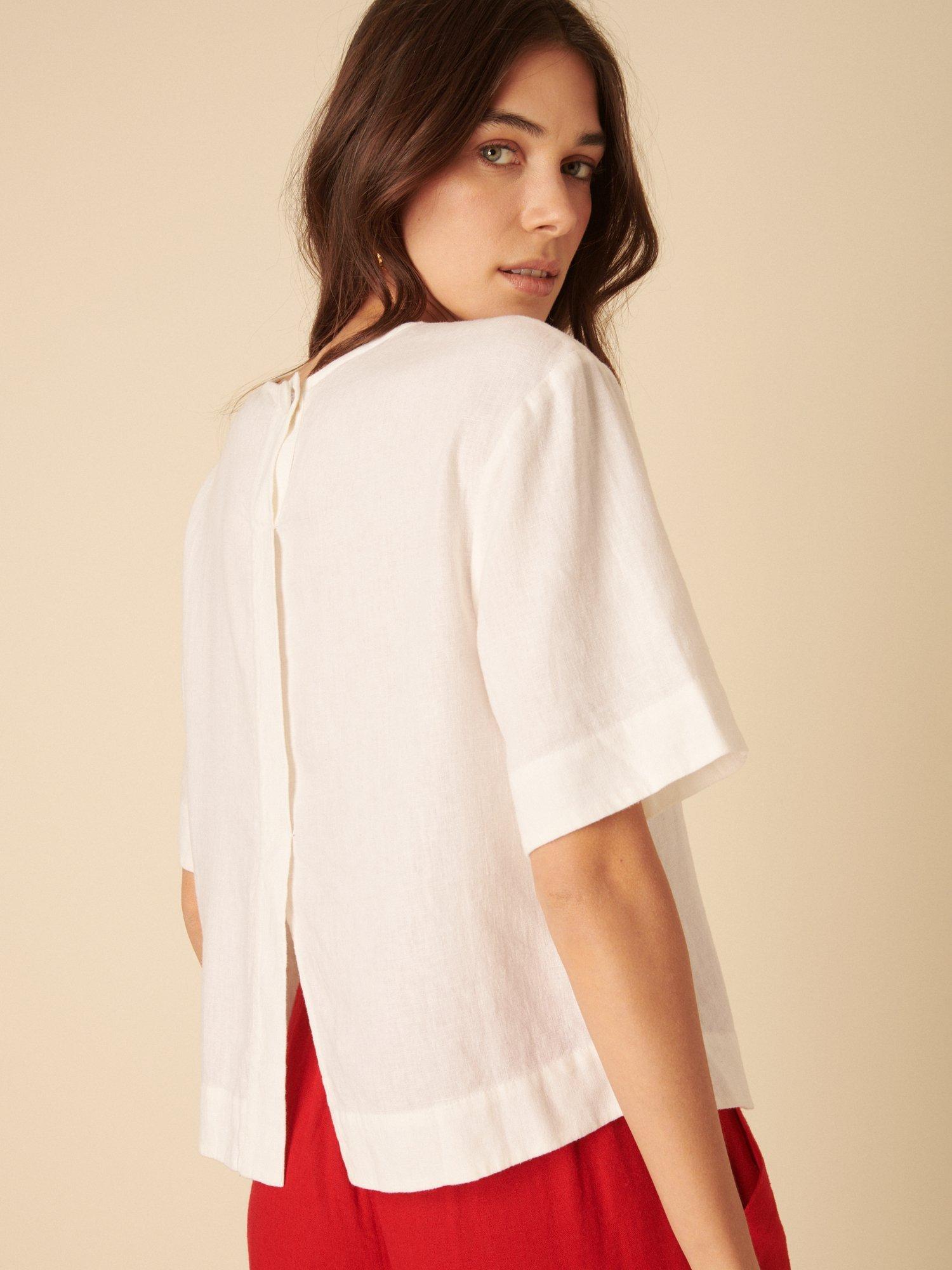 Product image 5 of 5, which shows Nobody's Child Billy Linen Rich Top, White, 18