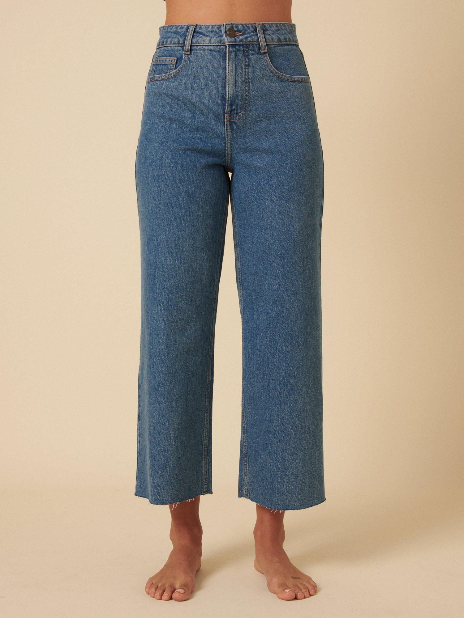 Product image 1 of 5, which shows Nobody's Child Cropped Wide Leg Organic Cotton Rich Jeans, Blue, 8
