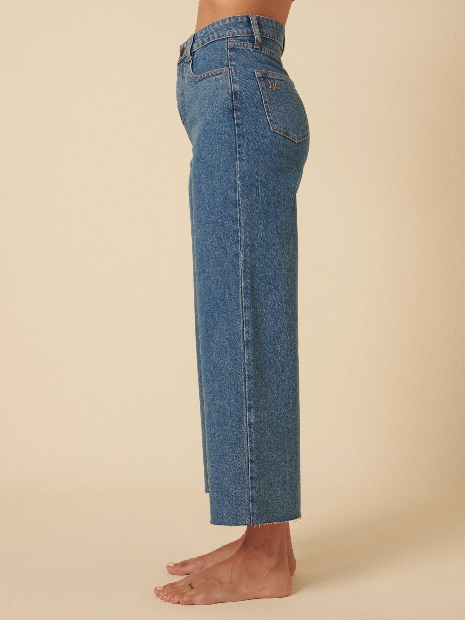Product image 2 of 5, which shows Nobody's Child Cropped Wide Leg Organic Cotton Rich Jeans, Blue, 8