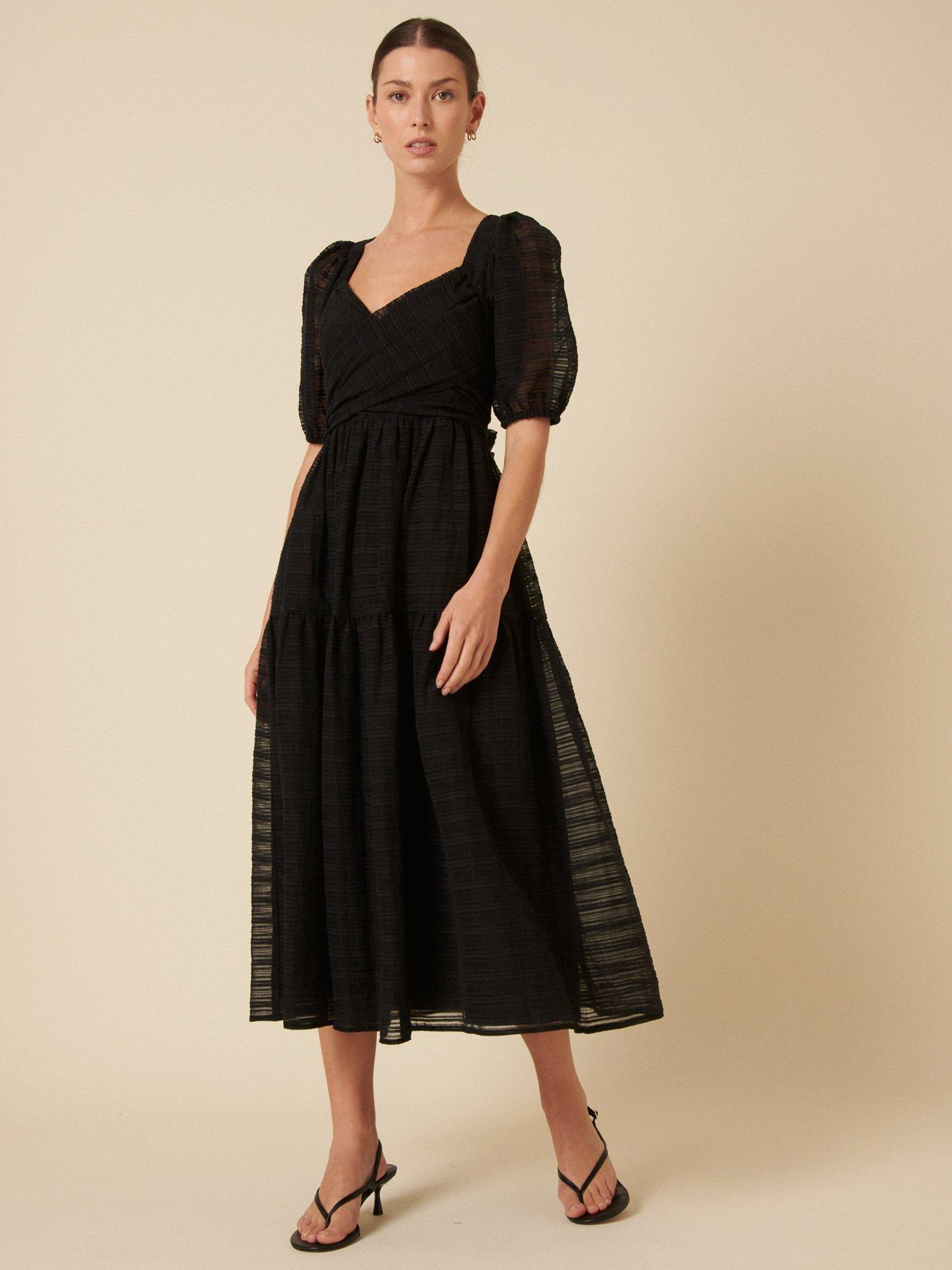Product image 1 of 4, which shows Nobody's Child Petite Sadie Puff Sleeve Midi Dress, Black, 6