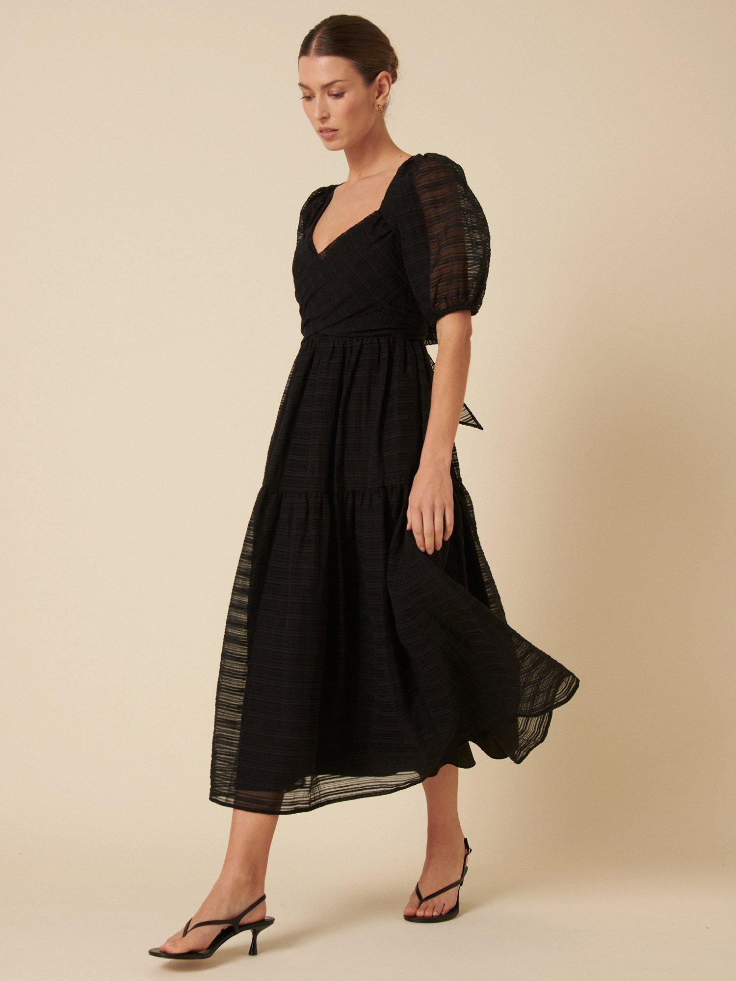 Product image 2 of 4, which shows Nobody's Child Petite Sadie Puff Sleeve Midi Dress, Black, 6
