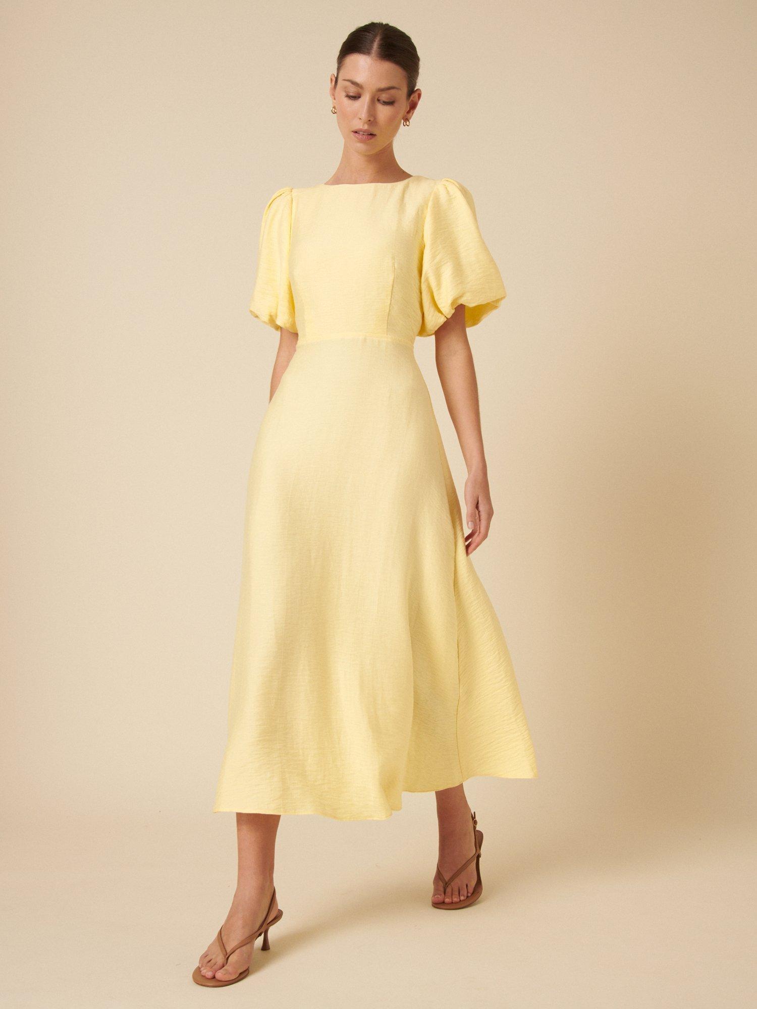 Product image 1 of 5, which shows Nobody's Child Zola Bow Back Midi Dress, Yellow, 6