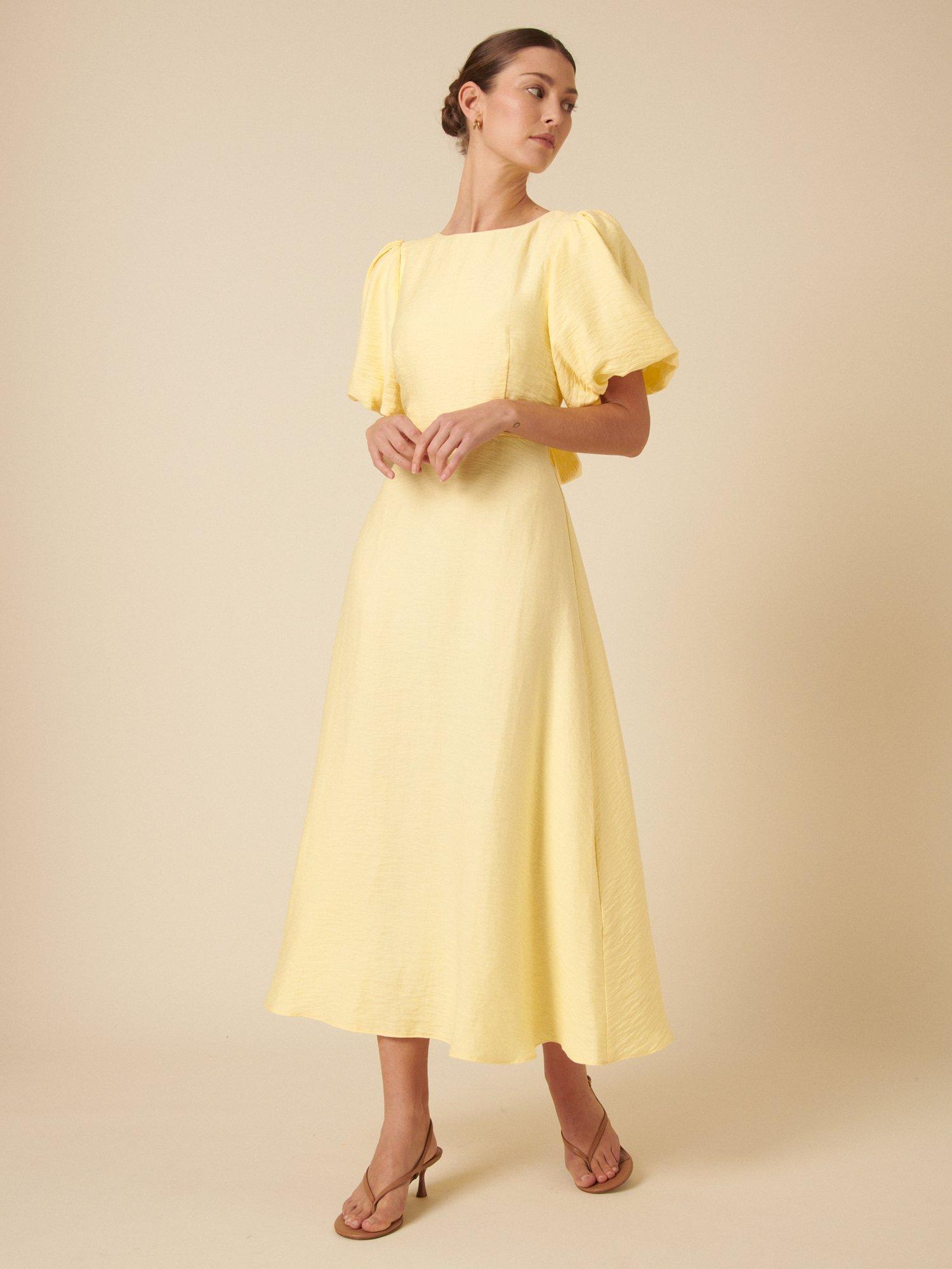 Product image 2 of 5, which shows Nobody's Child Zola Bow Back Midi Dress, Yellow, 6