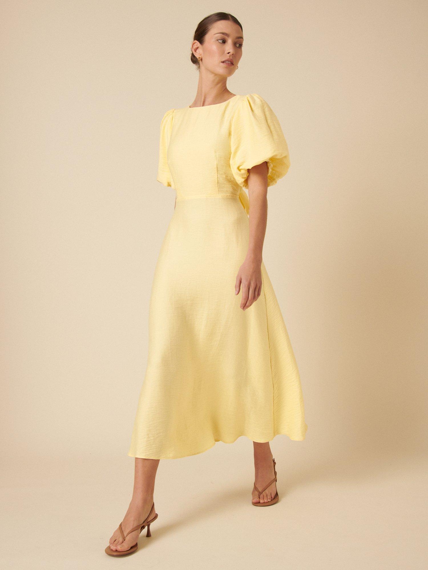 Product image 3 of 5, which shows Nobody's Child Zola Bow Back Midi Dress, Yellow, 6