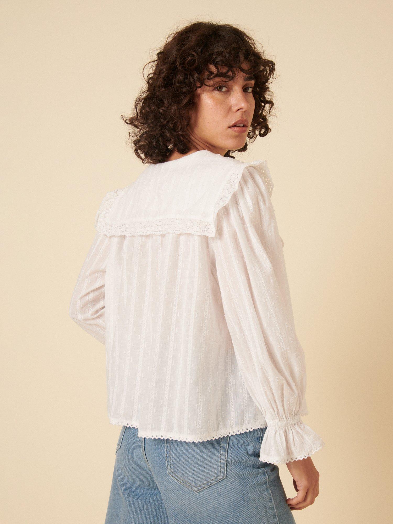 Product image 5 of 5, which shows Nobody's Child Eloise Embroidered Pure Organic Cotton Top, White/Multi, 6