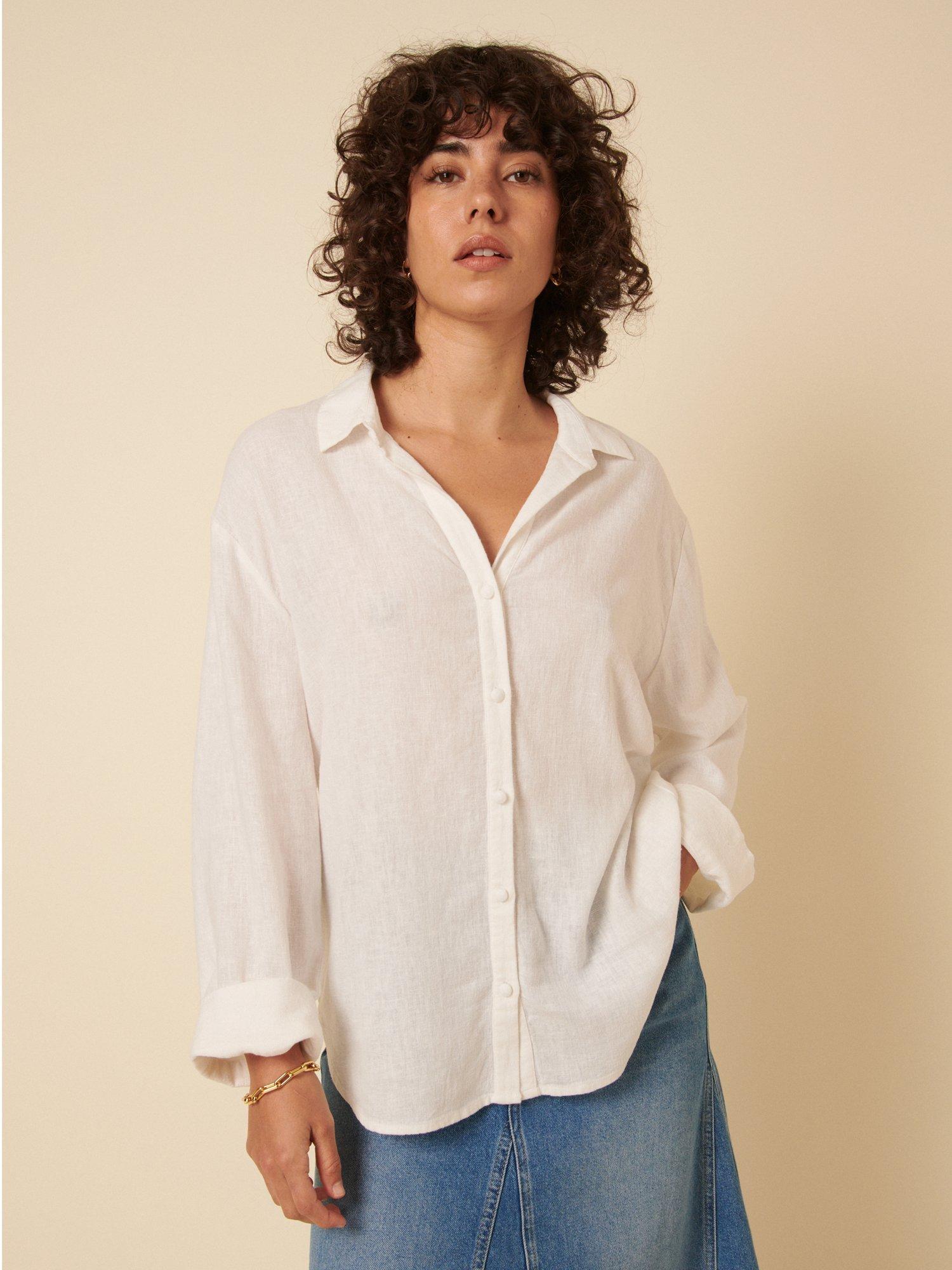 Product image 1 of 3, which shows Nobody's Child Tamar Linen Rich Shirt, White, 12