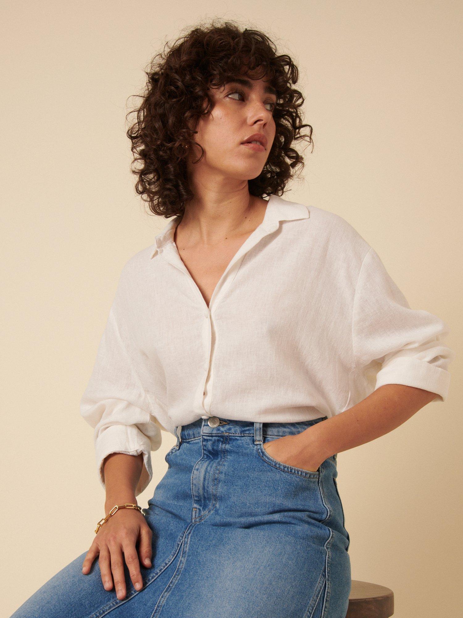 Product image 2 of 3, which shows Nobody's Child Tamar Linen Rich Shirt, White, 12