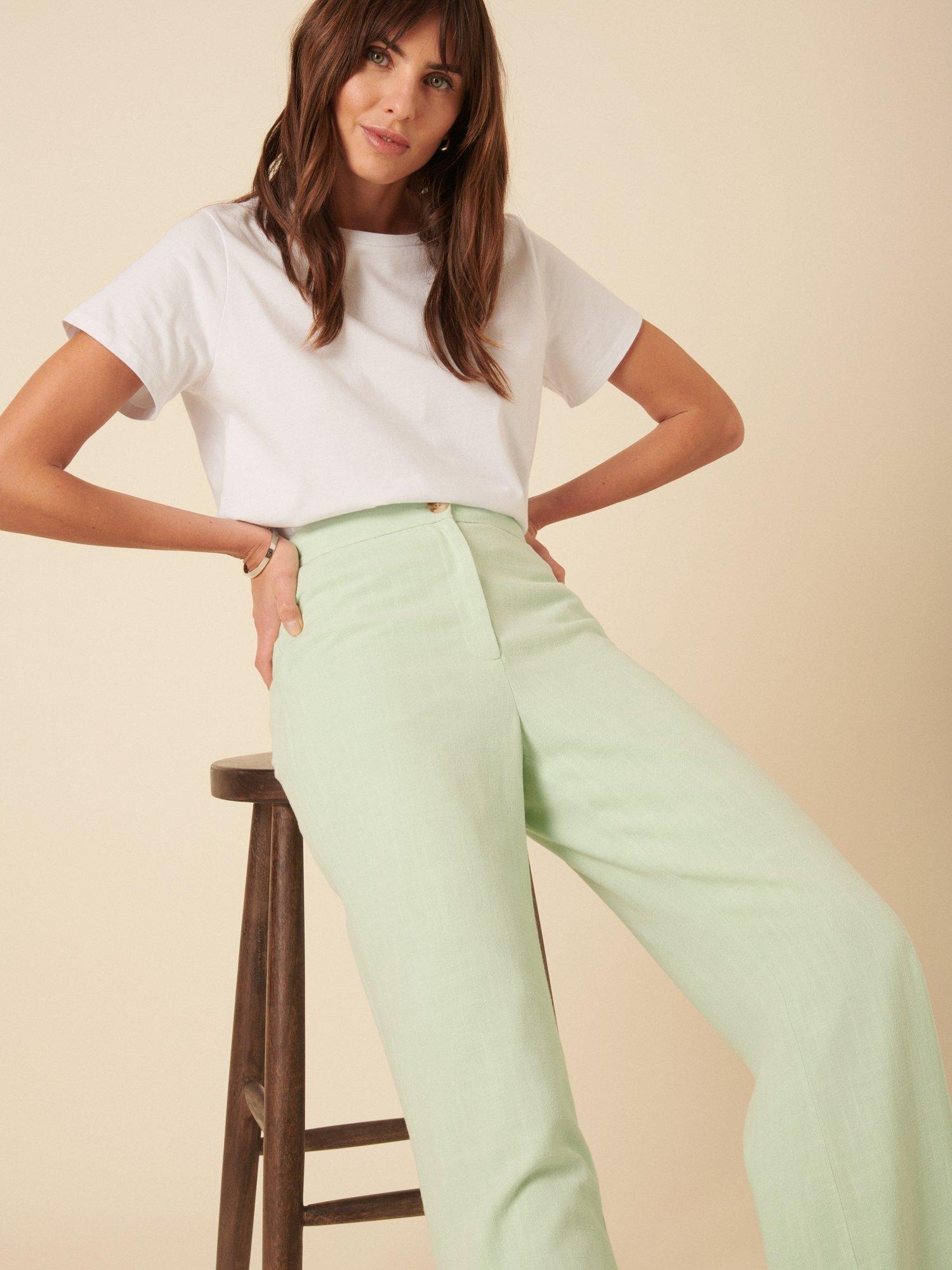 Product image 3 of 4, which shows Nobody's Child Wide Leg Trousers, Green, 6