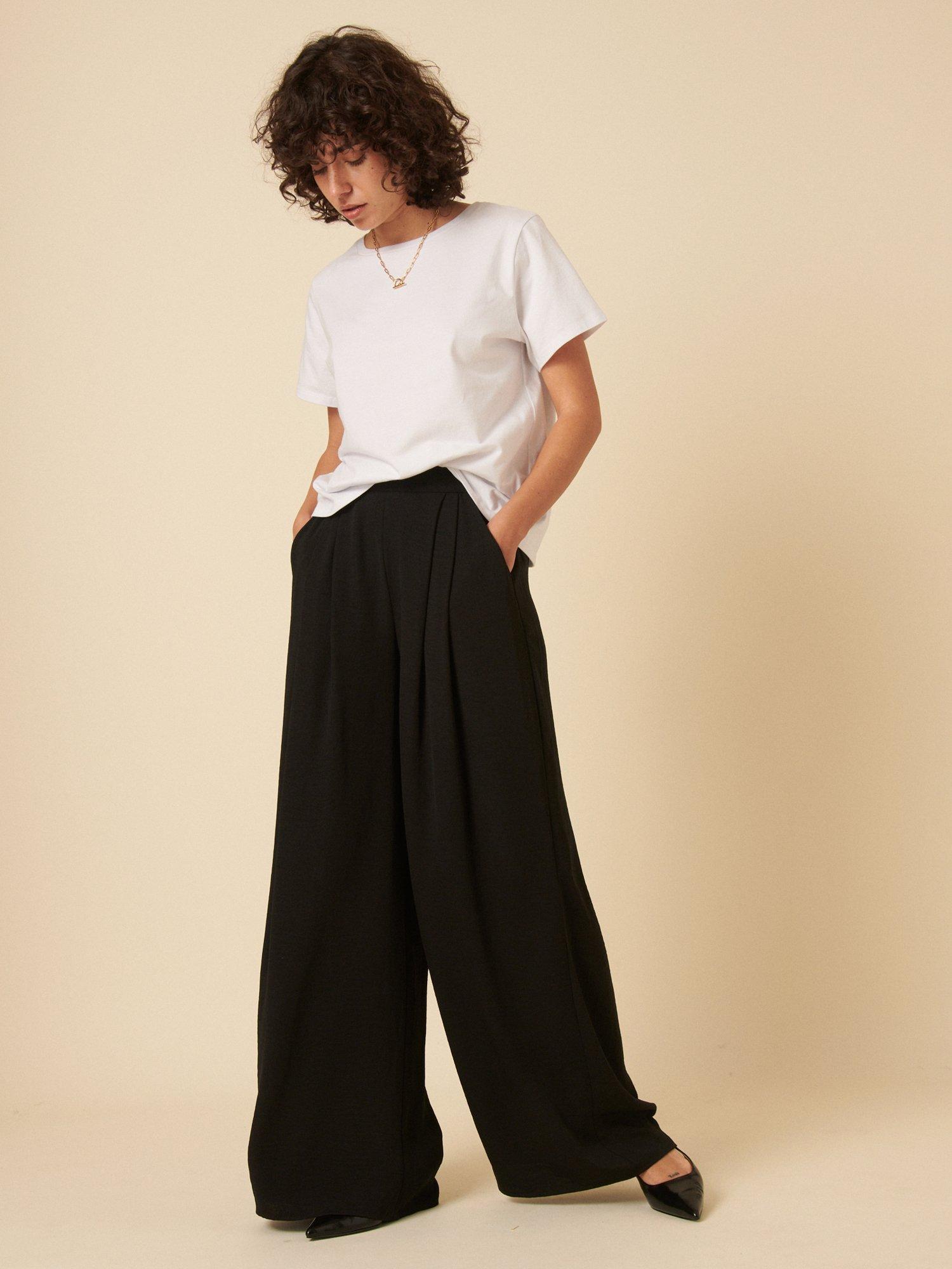 Product image 2 of 5, which shows Nobody's Child Zeena Crinkle Wide Leg Trousers, Black, 6