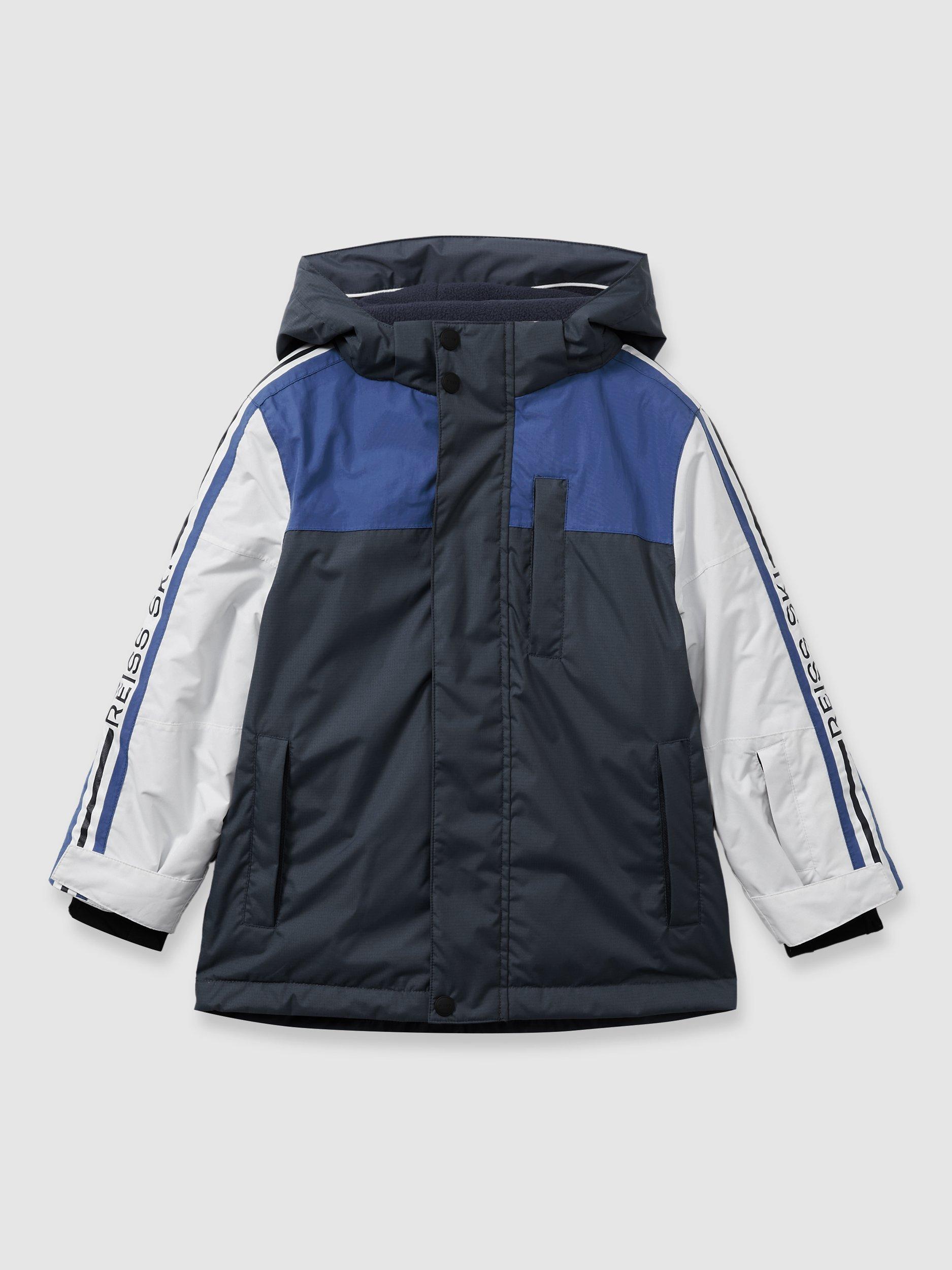 Reiss Kids' Thoren Padded Ripstop Ski Jacket, Navy/Multi