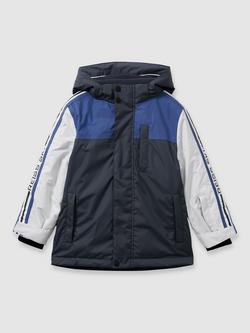 Reiss Kids' Thoren Padded Ripstop Ski Jacket, Navy/Multi, Navy/Multi