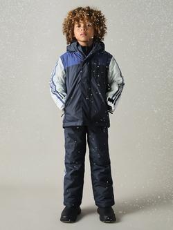 Reiss Kids' Thoren Padded Ripstop Ski Jacket, Navy/Multi - view 2, Navy/Multi