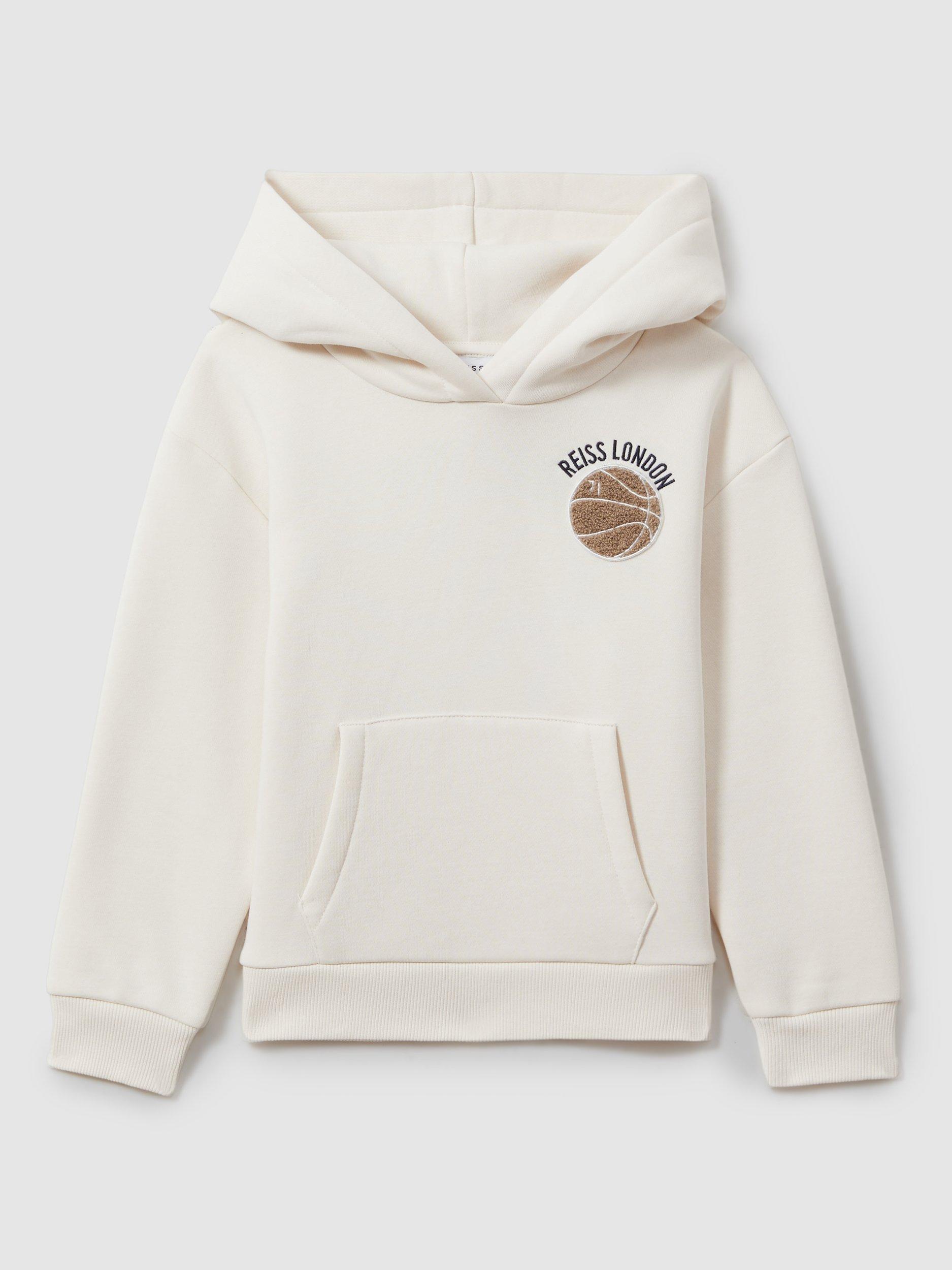 Reiss Kids' Cottle Hoodie, Off White