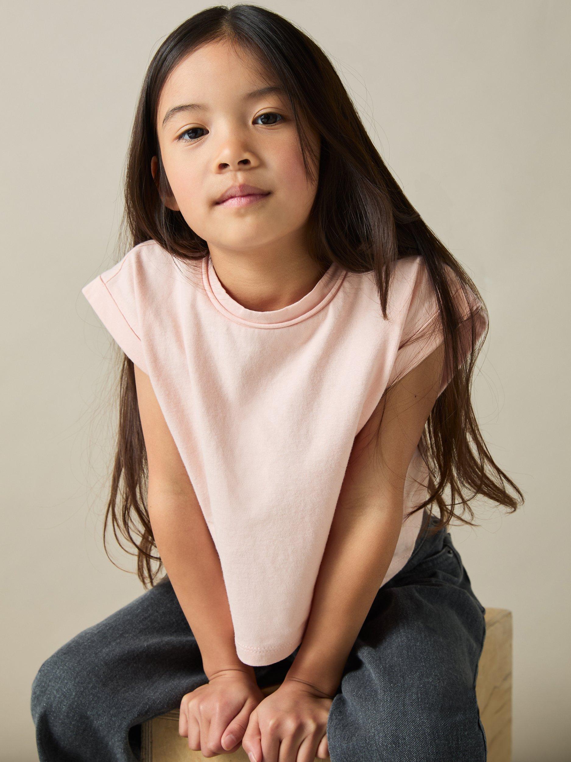 Product image 3 of 4, which shows Reiss Kids' Terry Cotton Cap Sleeve T-Shirts, Pack of 3, Multi, 6-7 years