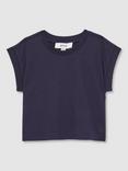 Reiss Kids' Terry Cotton Jersey Cropped T-Shirt