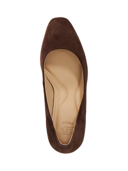 Dune London Arriving Suede Block Heel Court Shoes - view 2, Brown
