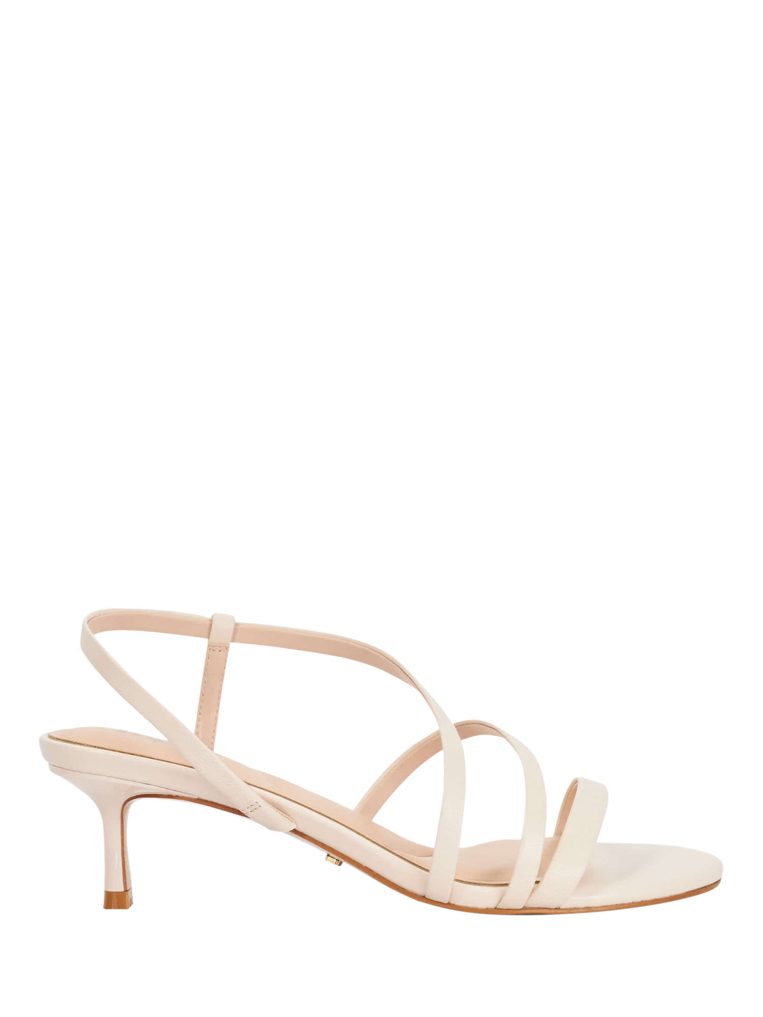 Product image 1 of 6, which shows Dune London Movement Leather Strappy Heeled Sandals, Ecru, EU36