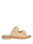 Dune London Lottais Leather Quilted Double Strap Sandals, Camel