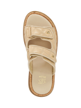 Dune London Lottais Leather Quilted Double Strap Sandals, Camel