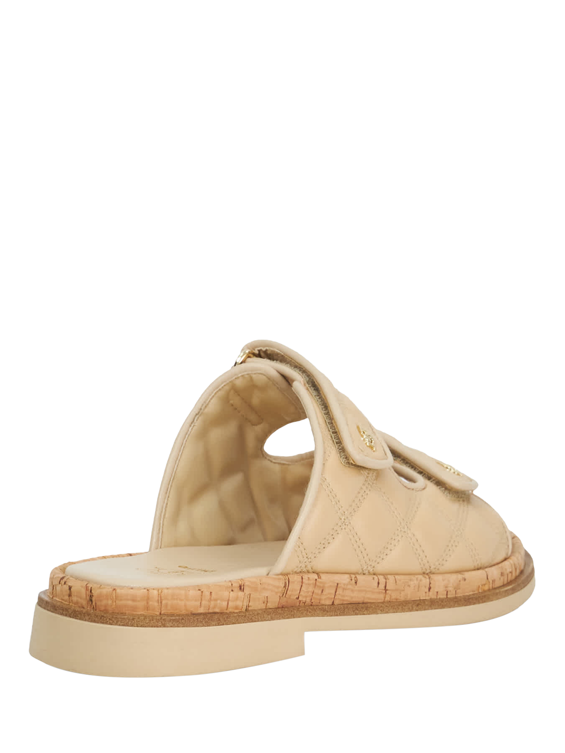 Product image 4 of 5, which shows Dune London Lottais Leather Quilted Double Strap Sandals, Camel, EU36