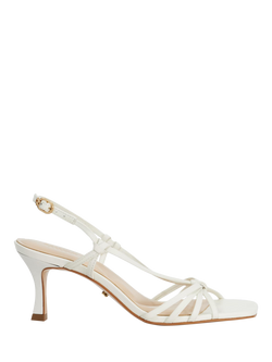 Dune London Mischevious Leather Strappy Heeled Sandals, White, White