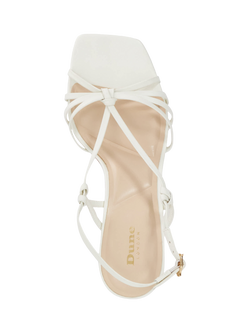Dune London Mischevious Leather Strappy Heeled Sandals, White - view 2, White