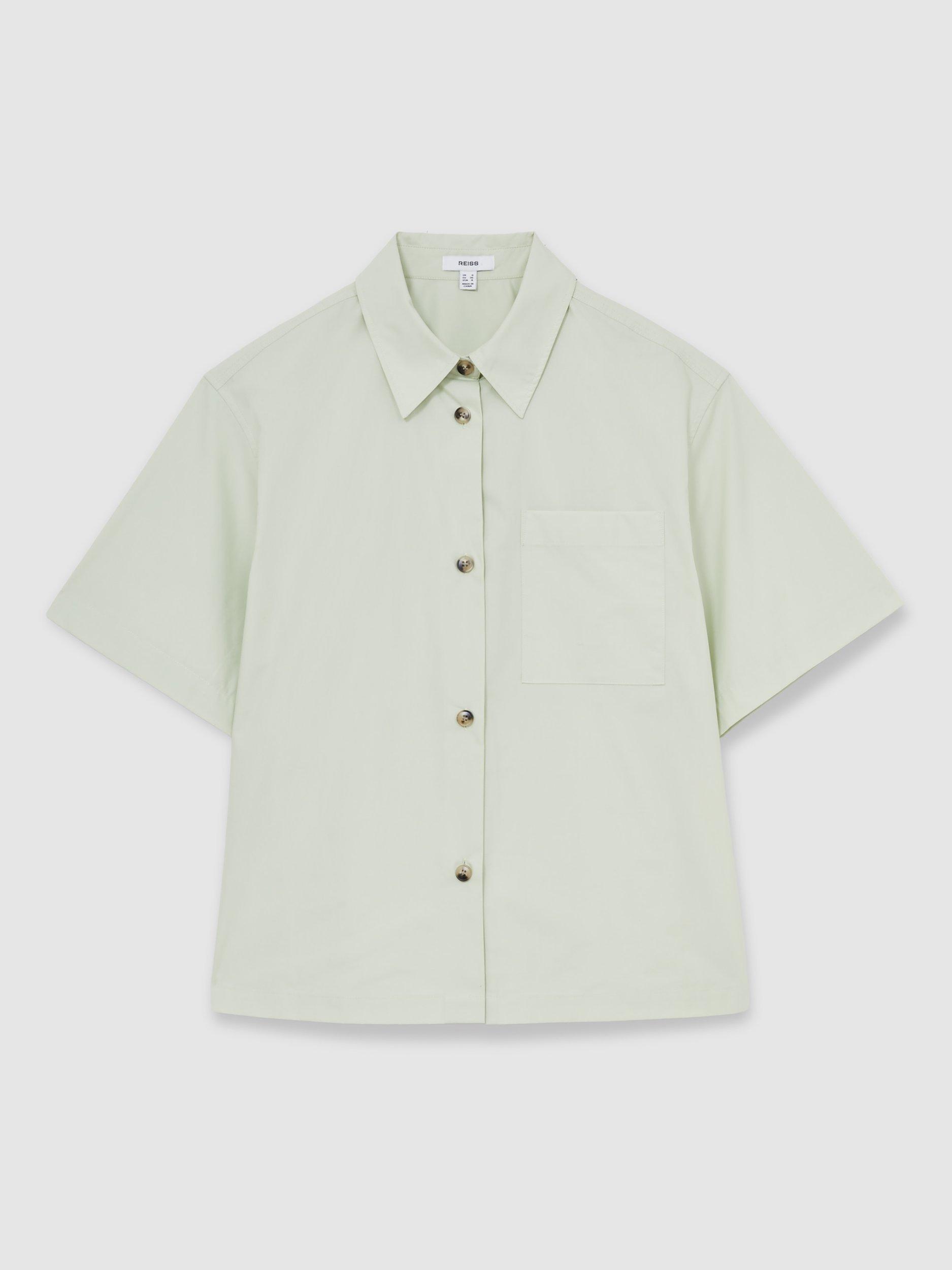 Product image 3 of 5, which shows Reiss Jordan Short Sleeve Shirt, Pale Green, 8