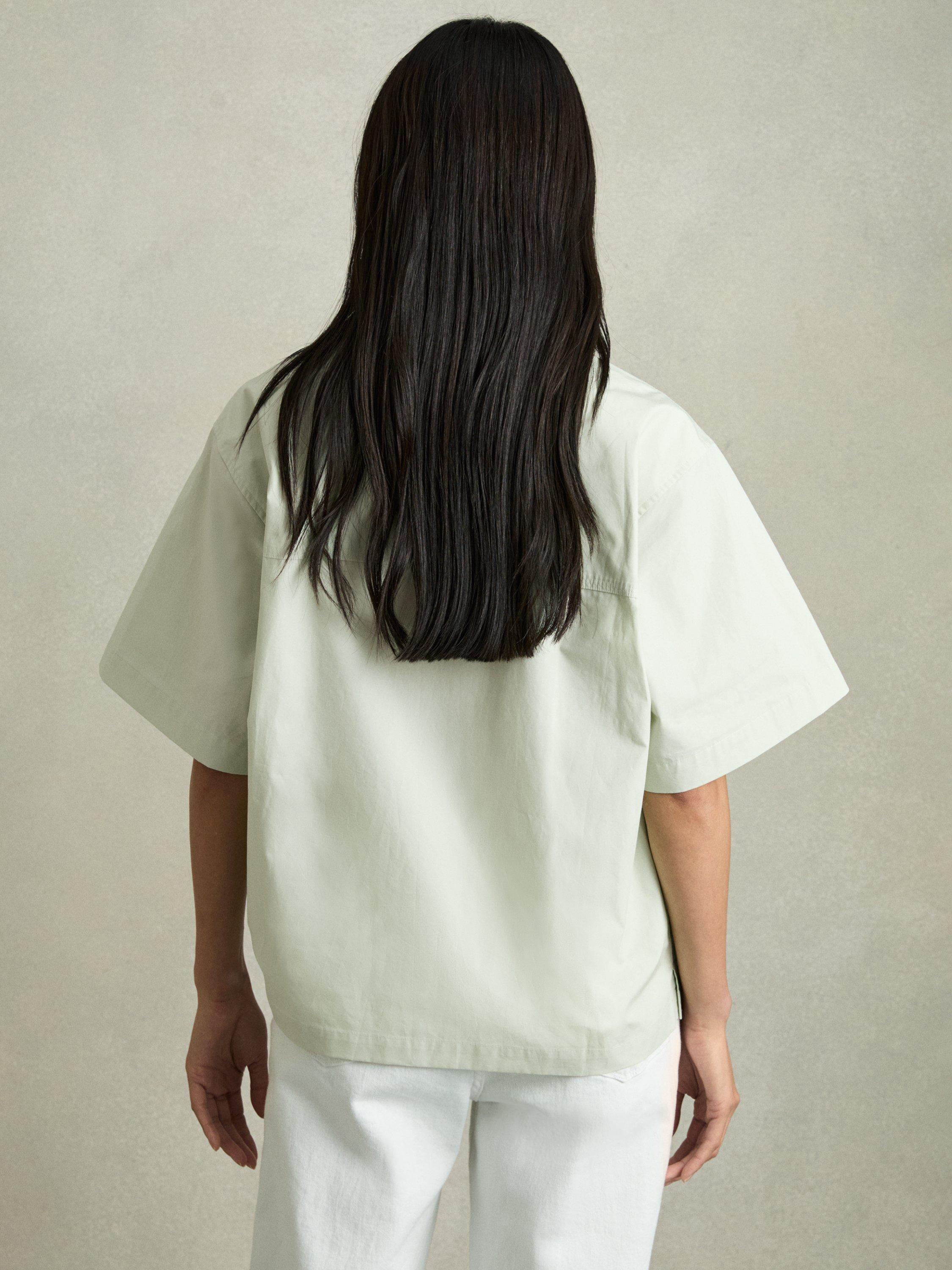 Product image 5 of 5, which shows Reiss Jordan Short Sleeve Shirt, Pale Green, 8