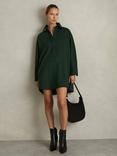 Reiss Lauren Wool Blend A-Line Mini Dress, Dark Green
