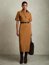 残り僅か【REISS】Marnie ハイブリッド ニット ミディドレス Reiss Marnie Hybrid Knitted Midi Dress, Ivory