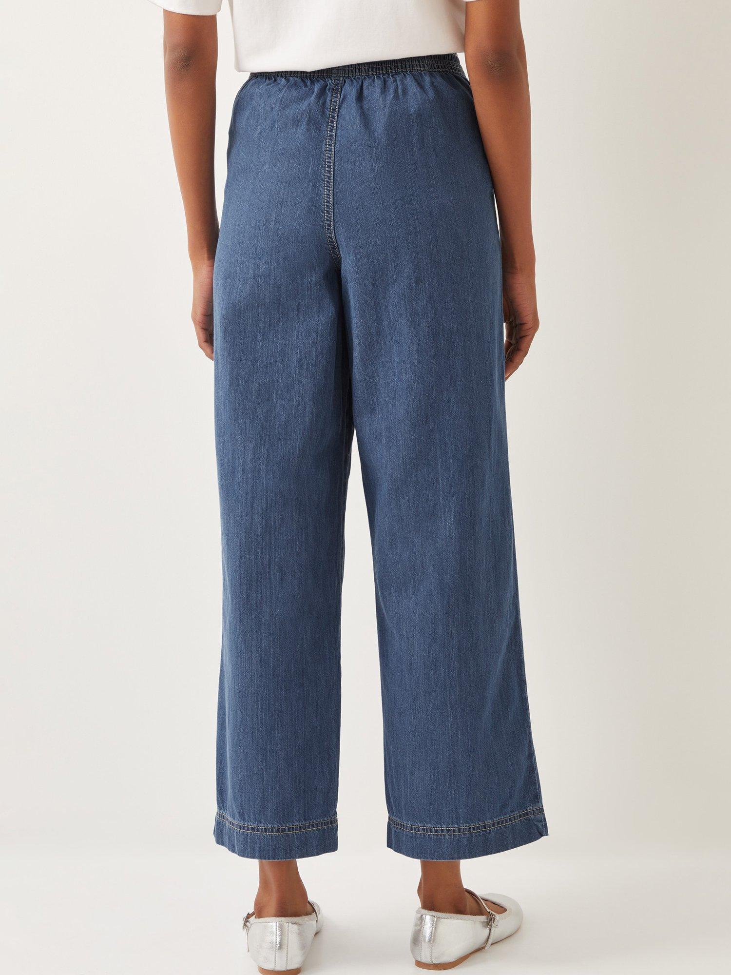 Product image 2 of 5, which shows Monsoon Harper Cropped Wide Leg Jeans, Denim Blue, S