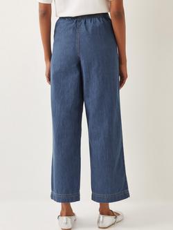 Monsoon Harper Cropped Wide Leg Jeans, Denim Blue - view 2, Denim Blue