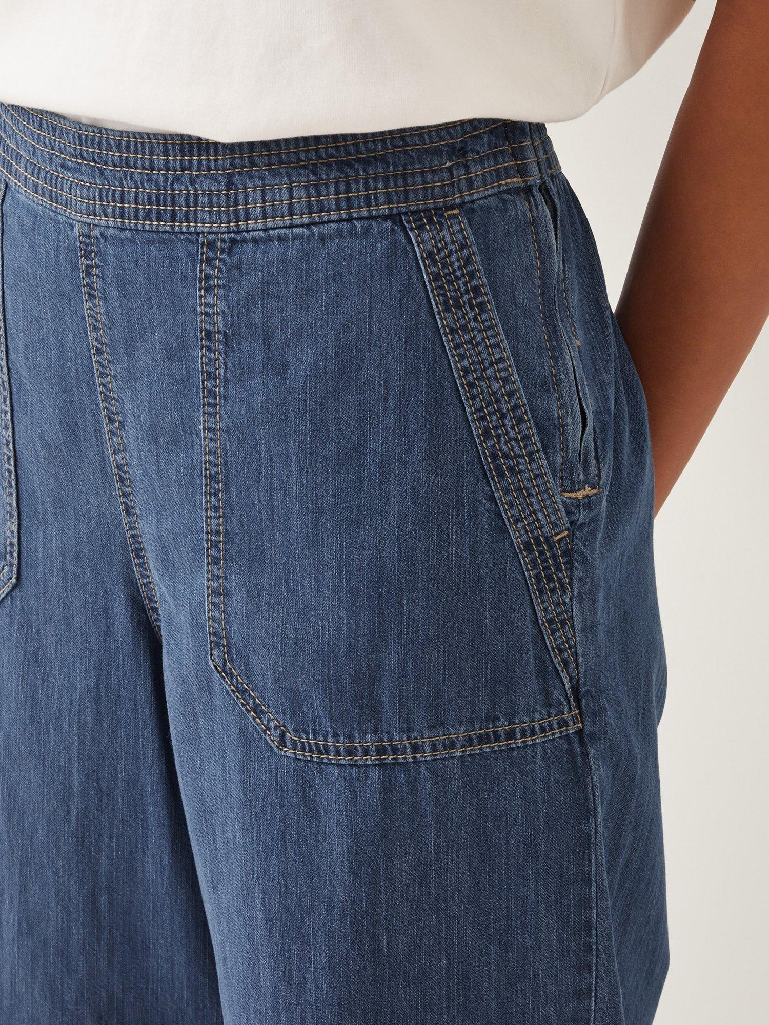 Product image 4 of 5, which shows Monsoon Harper Cropped Wide Leg Jeans, Denim Blue, S