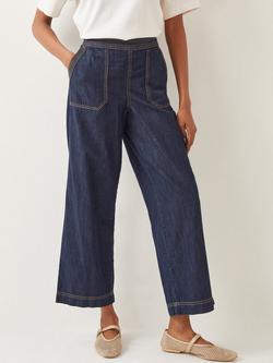 Monsoon Harper Cropped Wide Leg Jeans, Indigo, Indigo