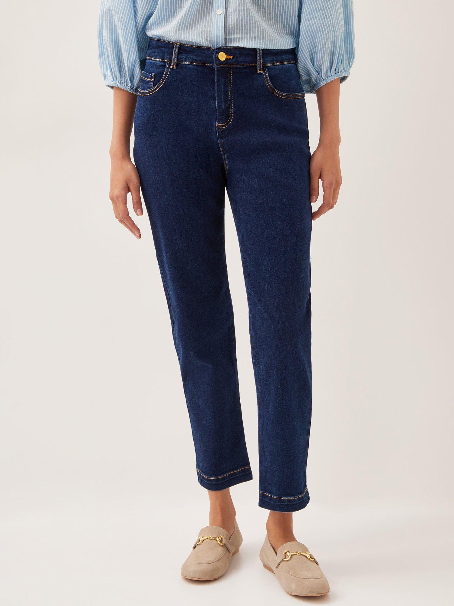 Product image 1 of 5, which shows Monsoon Safaia Ankle Grazer Jeans, Indigo, 8