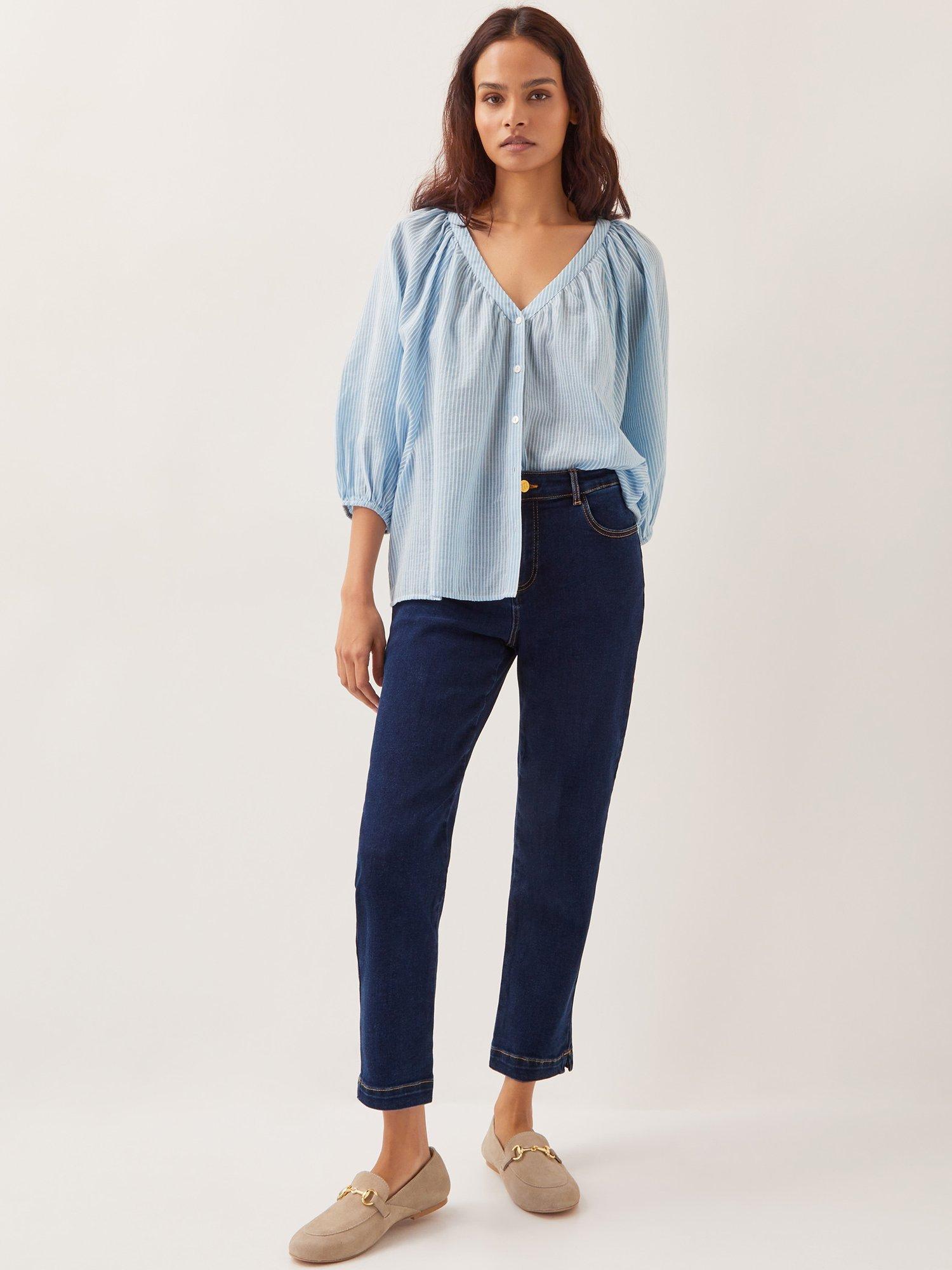 Product image 3 of 5, which shows Monsoon Safaia Ankle Grazer Jeans, Indigo, 8