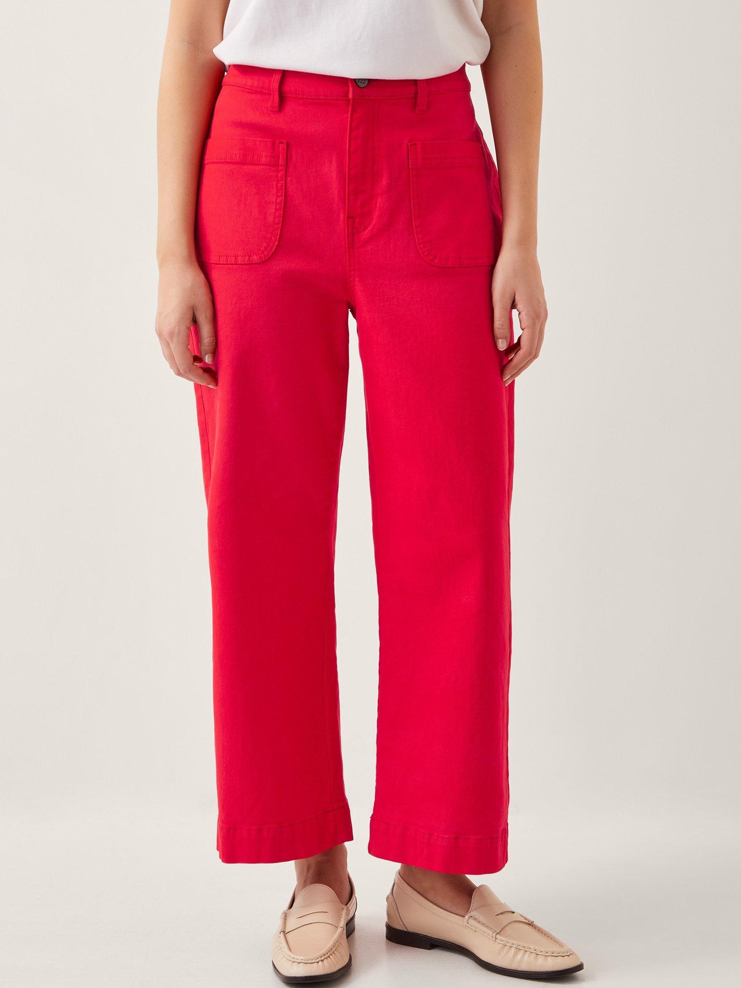 Product image 1 of 4, which shows Monsoon Arlo Cropped Jeans, Red, 8