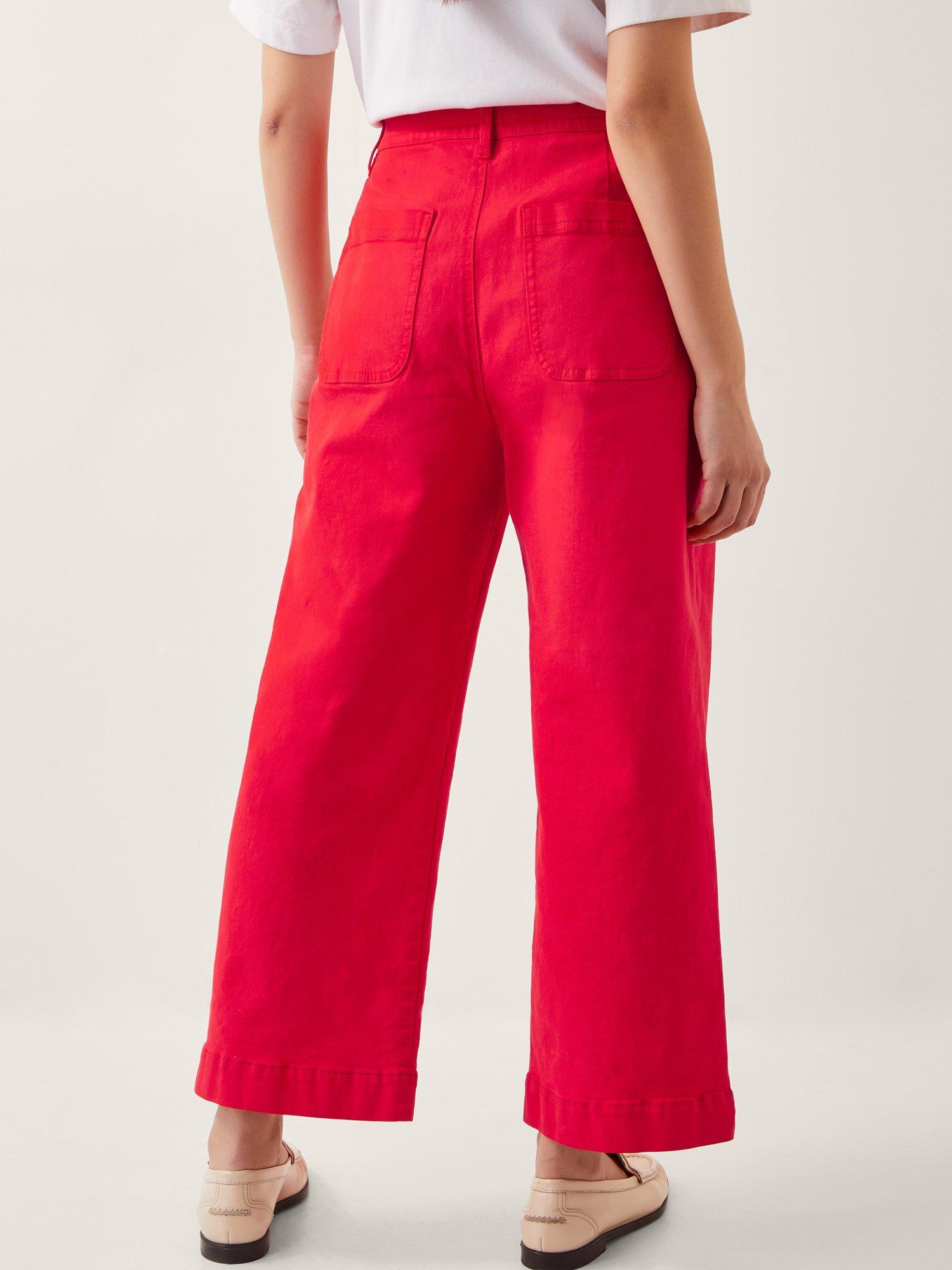 Product image 2 of 4, which shows Monsoon Arlo Cropped Jeans, Red, 8