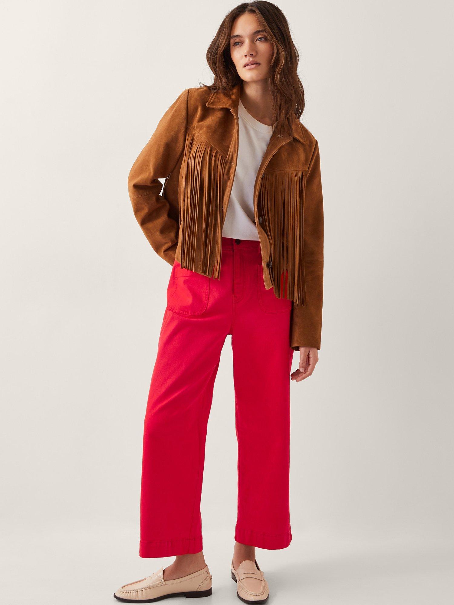 Product image 3 of 4, which shows Monsoon Arlo Cropped Jeans, Red, 8