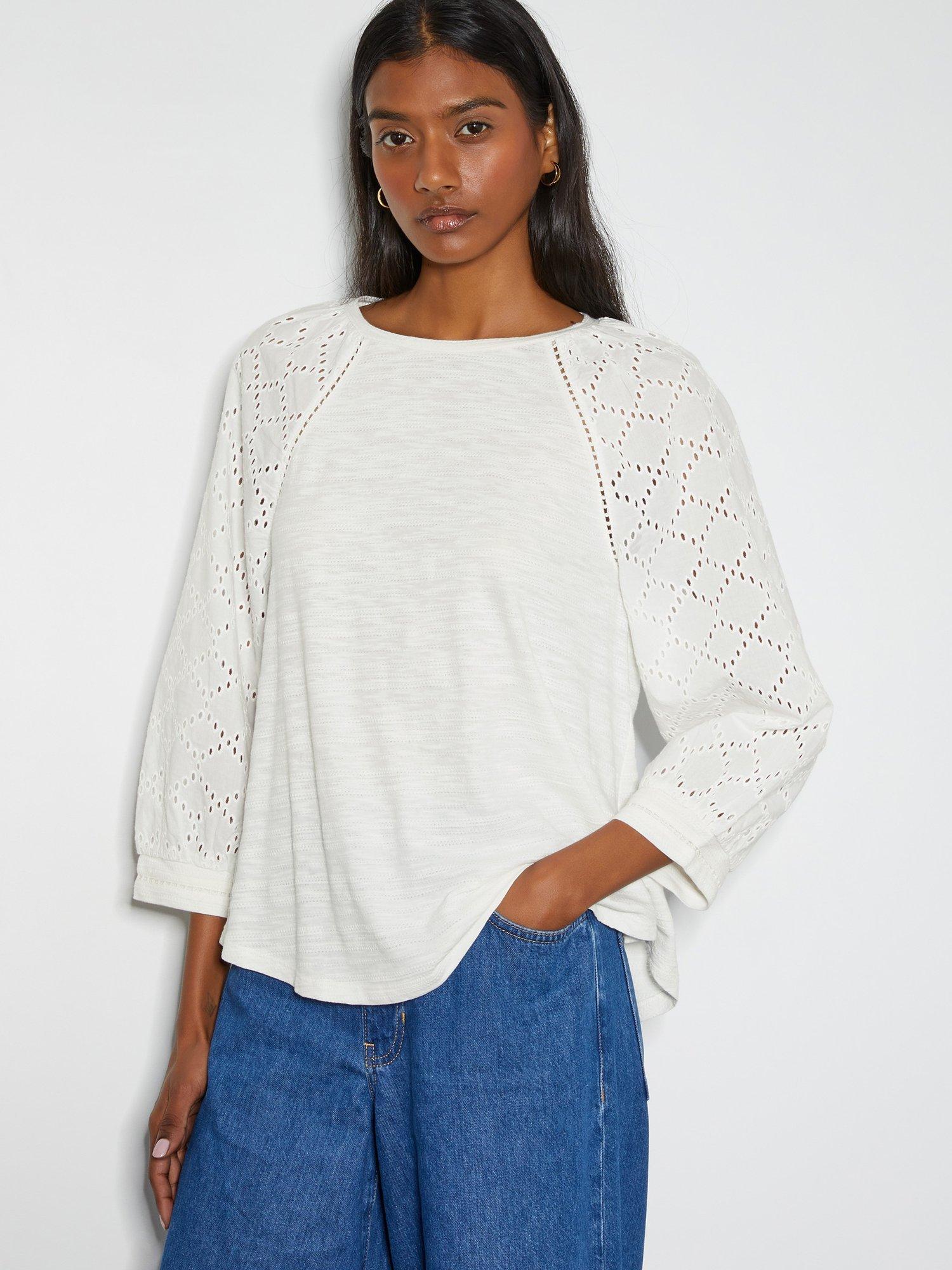 Monsoon Fifi Broderie Top, Ivory