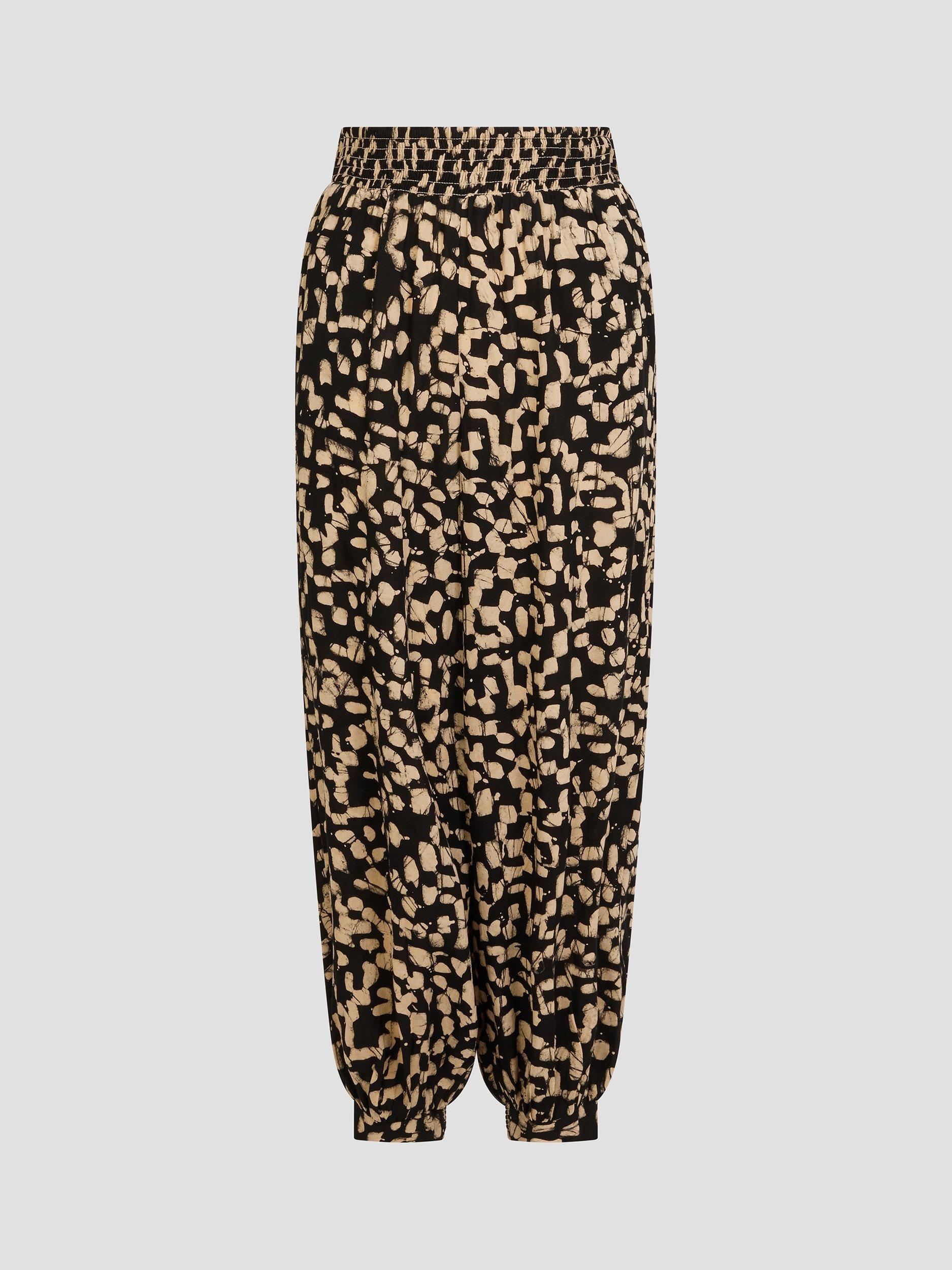 Product image 4 of 5, which shows Monsoon Ania Batik Print Trousers, Black, S