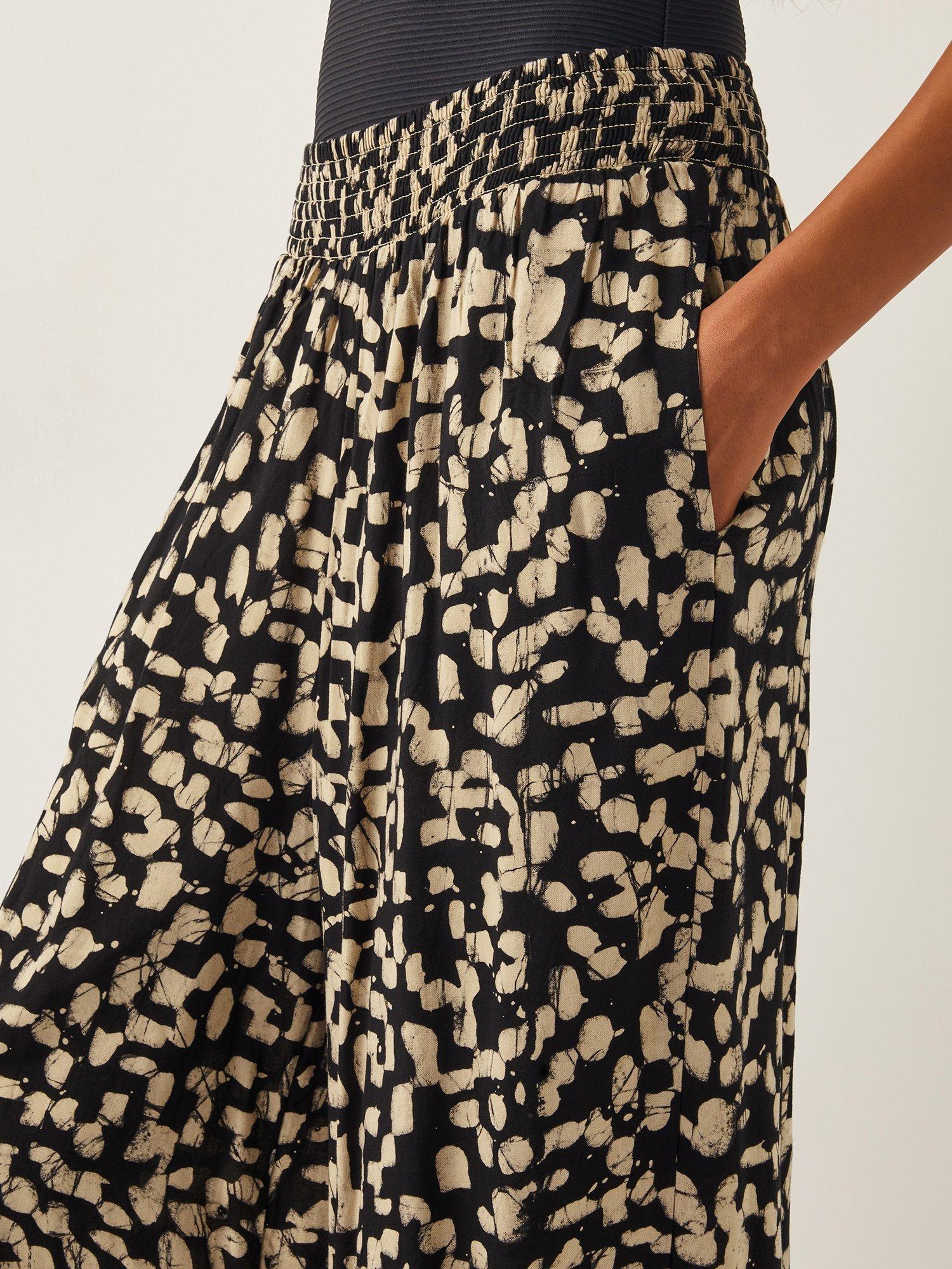 Product image 5 of 5, which shows Monsoon Ania Batik Print Trousers, Black, S