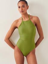 Monsoon Alina Crinkle Swimsuit, Green