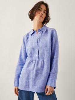 Monsoon Lola Pure Linen Top, Blue, Blue